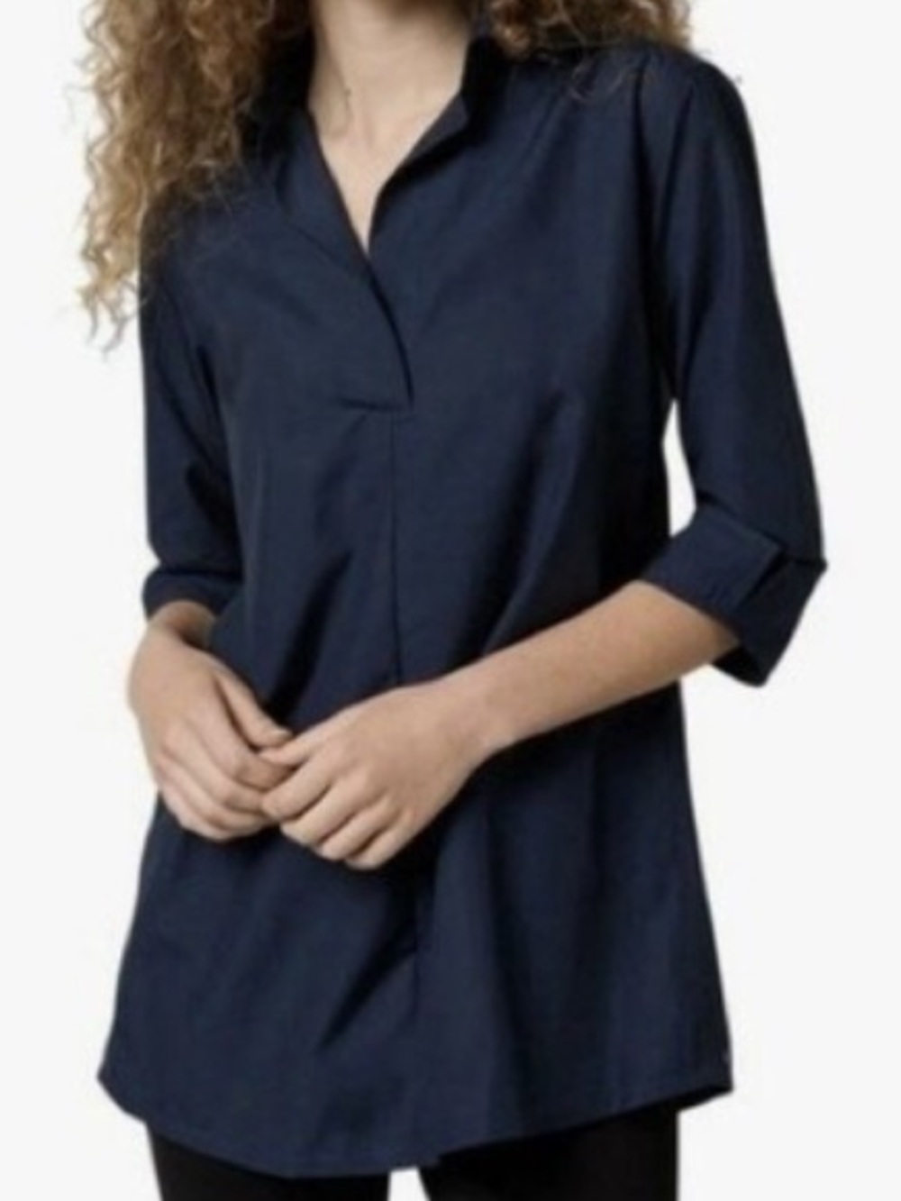 NWT Ann Mashburn Designer Tunic Navy Poplin- Top -size XL